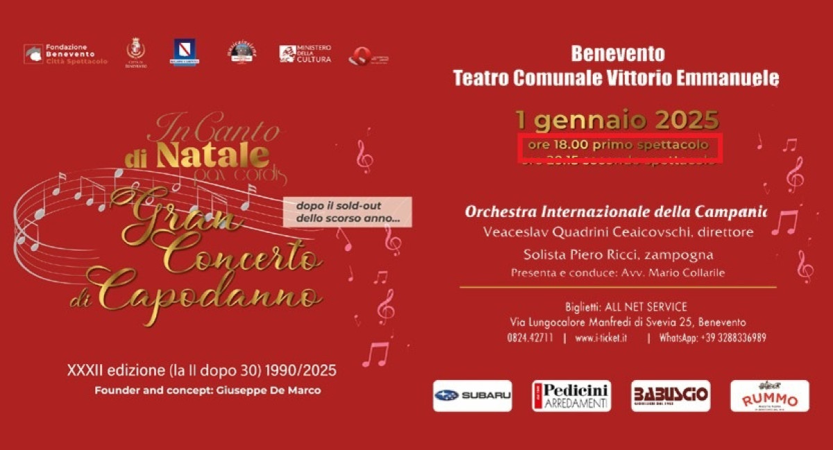 GRAN CONCERTO DI CAPODANNO | PRIMO SPETTACOLO H 18