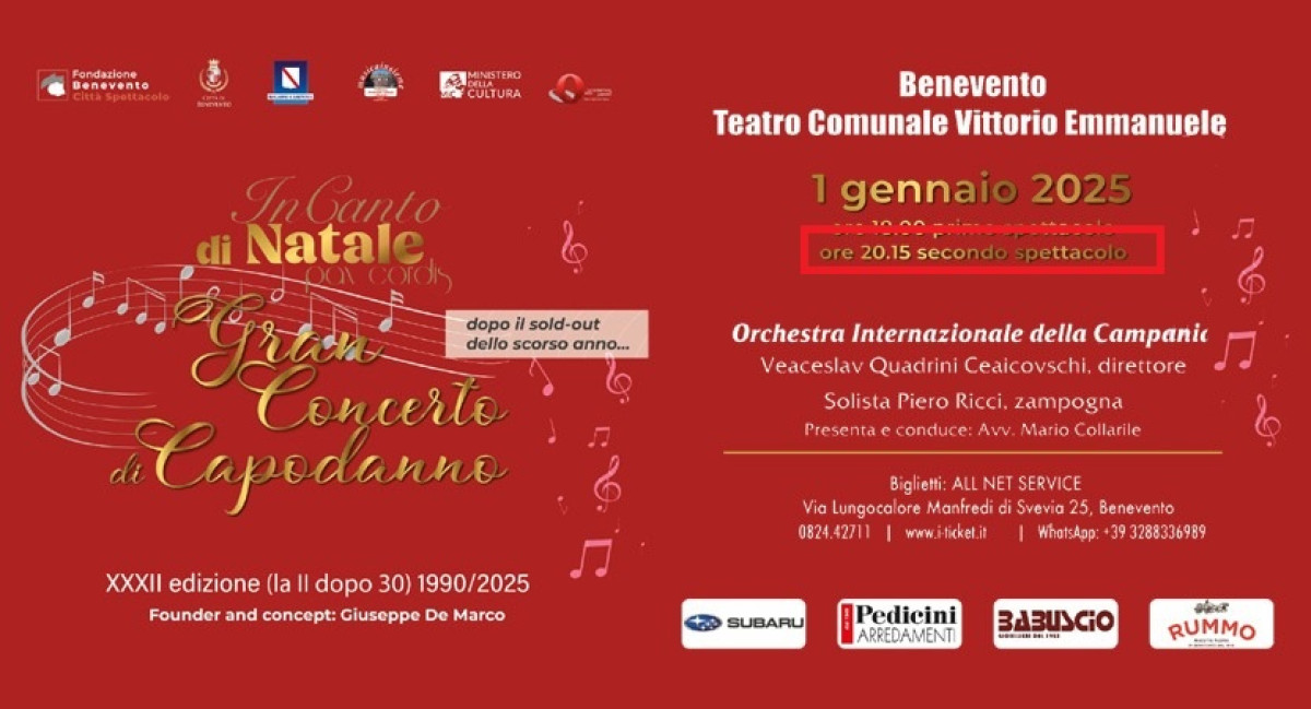 GRAN CONCERTO DI CAPODANNO | SECONDO SPETTACOLO H 20:15