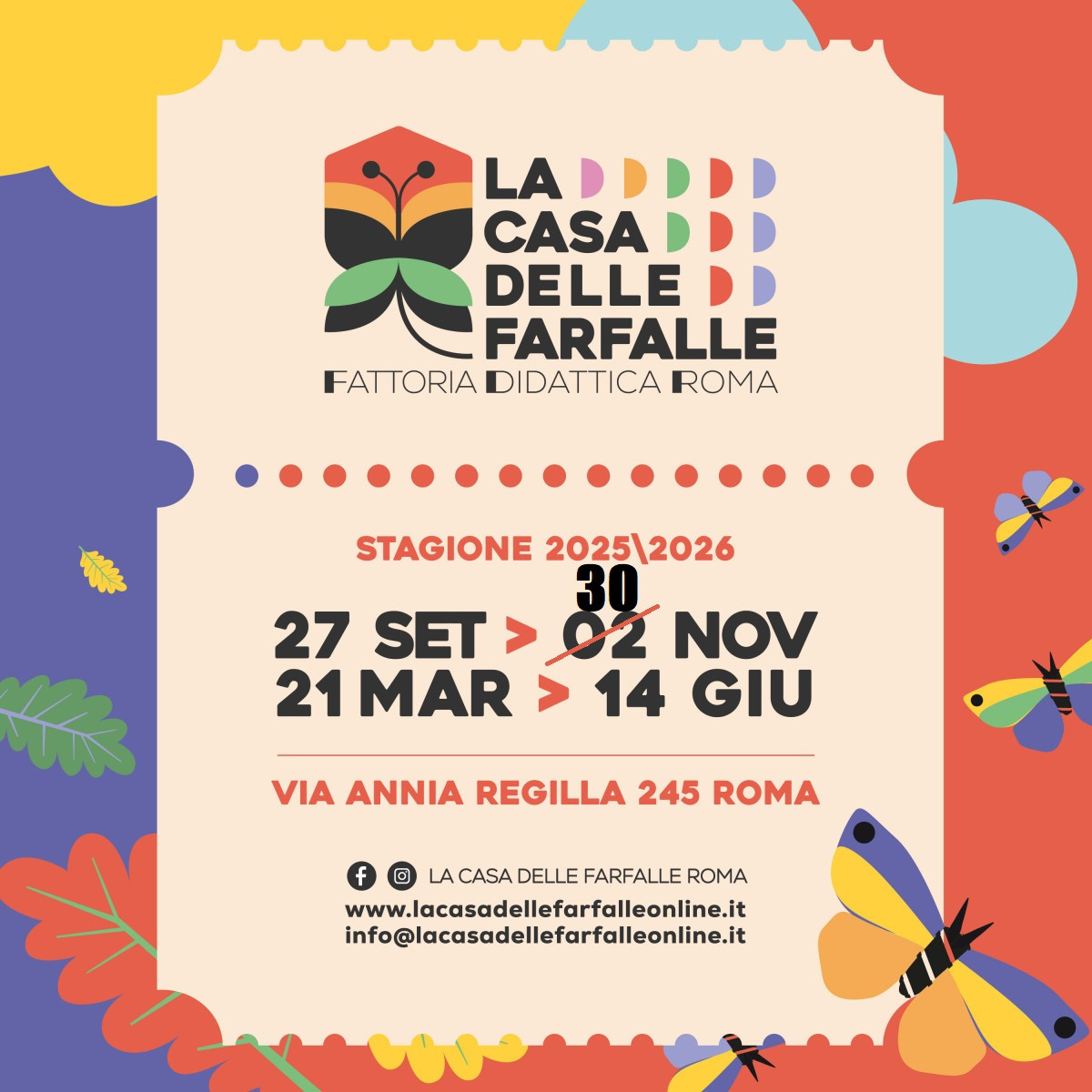 LA CASA DELLE FARFALLE 2025/26 | BIGLIETTO OPEN