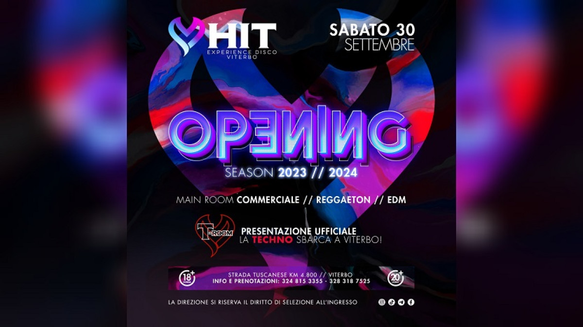 SABATO 30 - OPENING SEASON!