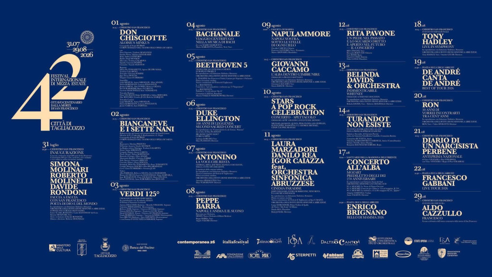 FESTIVAL INTERNAZIONALE DI MEZZA ESTATE - TAGLIACOZZO 2026 - 42esima EDIZIONE